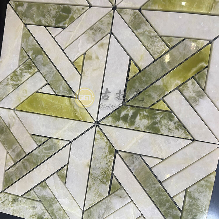 Natural Green Marble Mixed Pure White Marble Mosaic Tile for Wall Floor Decor