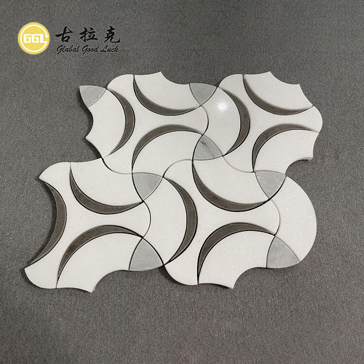 Home Decor Mosaic Tile Flower Shape Polished Marble Tile Waterjet Mosaic Tile for Wall Decor