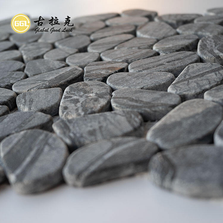 Tumbled Surface Wood Gray Marble Mosaic Tiles For Indoor and Outdoor Decoration