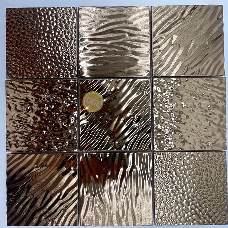 Square Metal Mosaic Concave-Convex 3D Effect Stainless Steel Mosaic