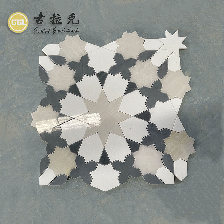 Diverse Shapes Colors Mosaic Waterjet Marble for Home Wall Floor Decor