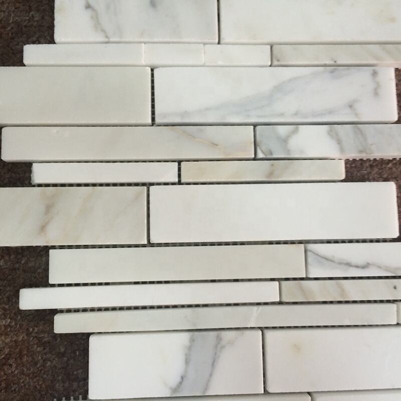 Modern Mable Calacatta Gold Random Strip Marble Mosaic Tile