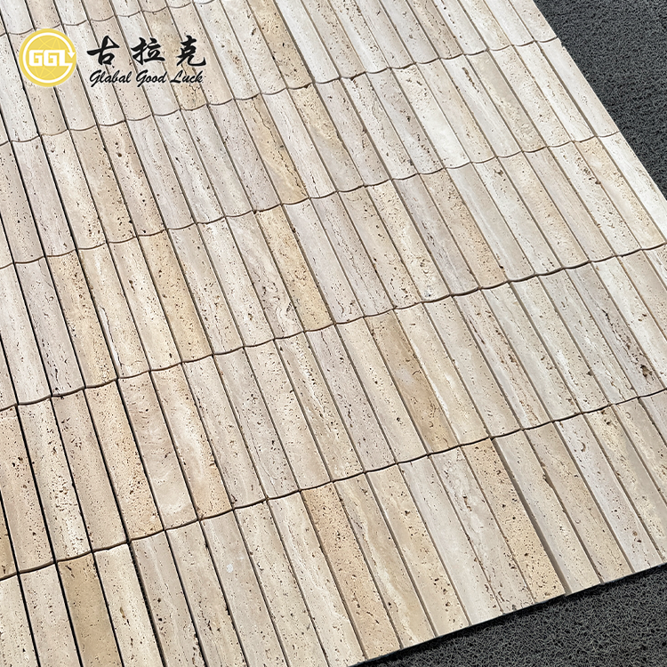 Travertine Stone Mosaic Tile Beige Tile for Bathroom Wall Decor