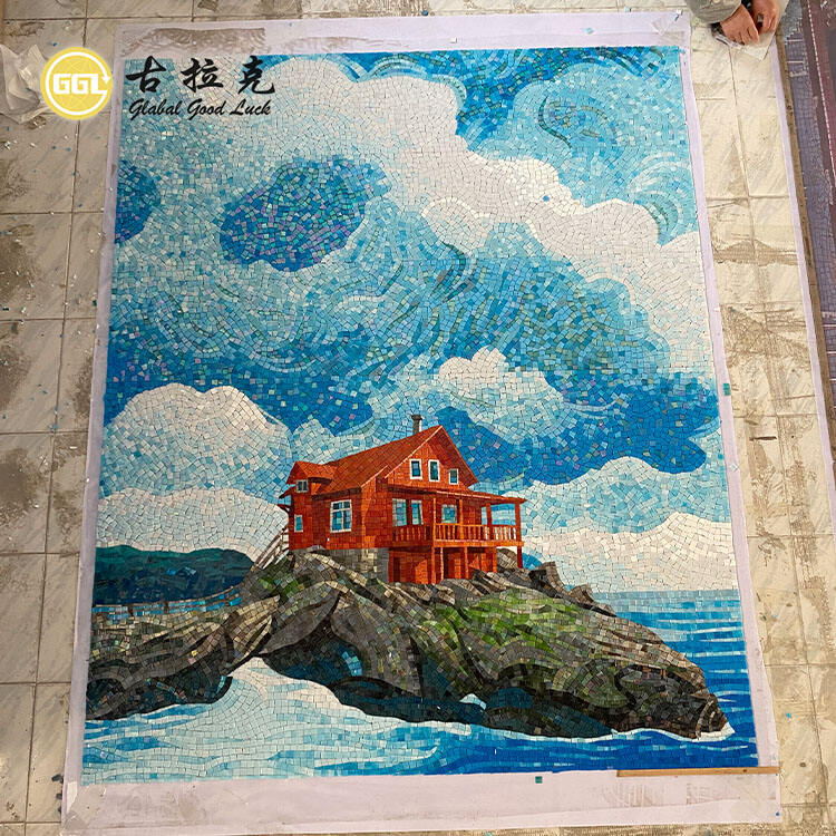 Customized Handmade Pattern Glass Mural Art Mosaic Tile Interior Decor