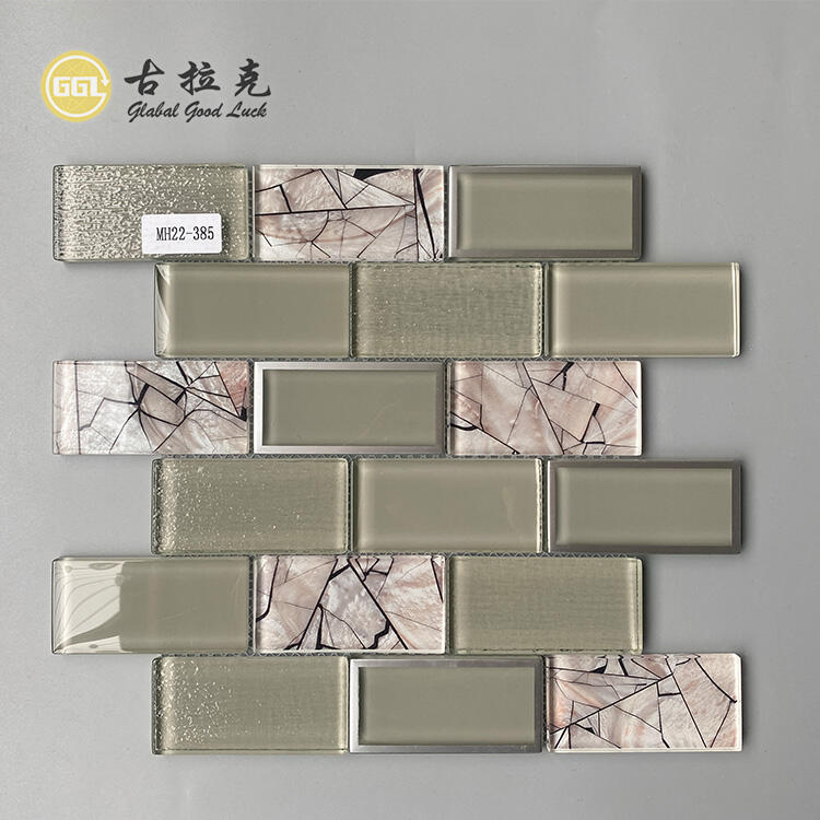  Hot Sell Yellow Tile Linear Pattern Mosaic Glitter Silvel Edged Glass Mosaic Tile