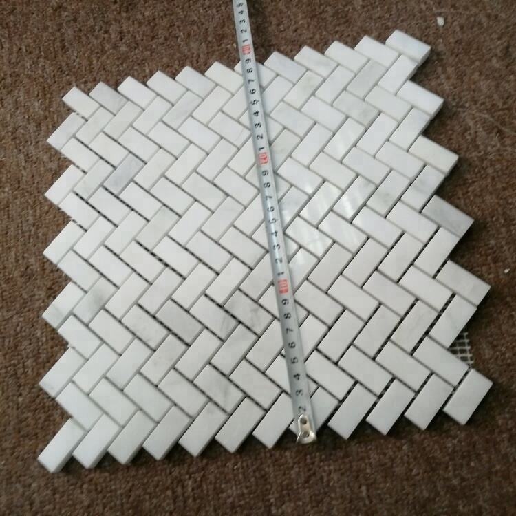 Oriental White Irregular Marble Herringbone Marble Mosaic Tiles