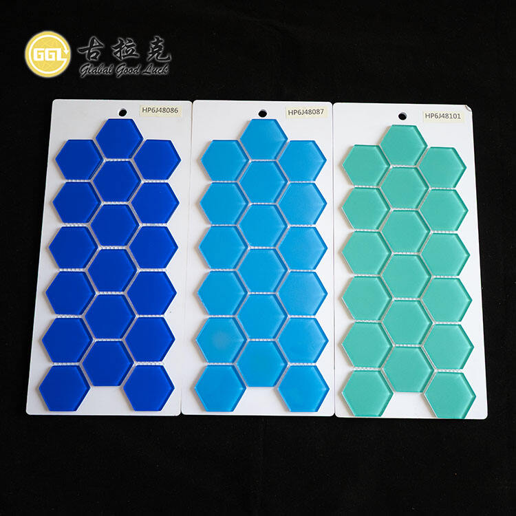 Hexagon Shape Pure Color Crystal Glass Mosaic Tiles for Backsplash Wall Floor Decoration