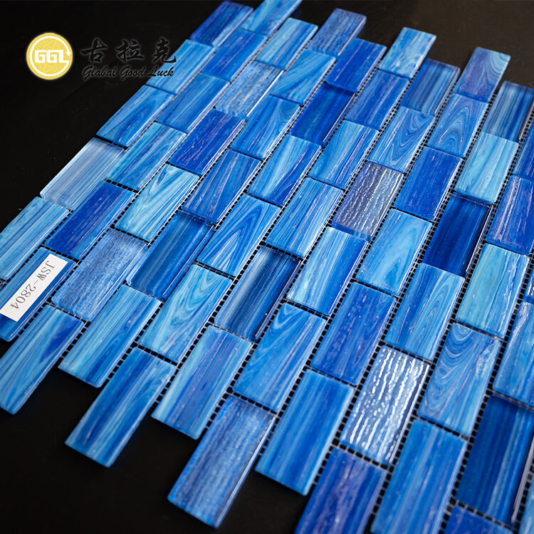 Hand-painted Glass Blue Rainbow Crystal Glass Mosaics Tiles