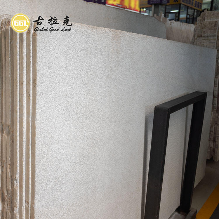 Bush hammered Design Natural Crystal White Marble Slab