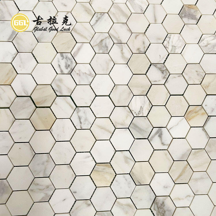 Hot Selling Calacatta Gold Marble Hexagon Mosaic Tile