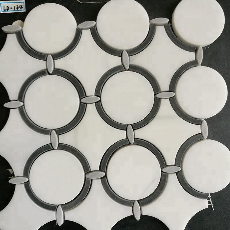 Round Shape Marble Natural Stone Polish Bathroom Waterjet Mosaic Wall Tile