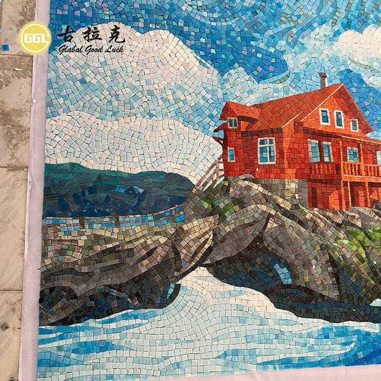 Customized Handmade Pattern Glass Mural Art Mosaic Tile Interior Decor