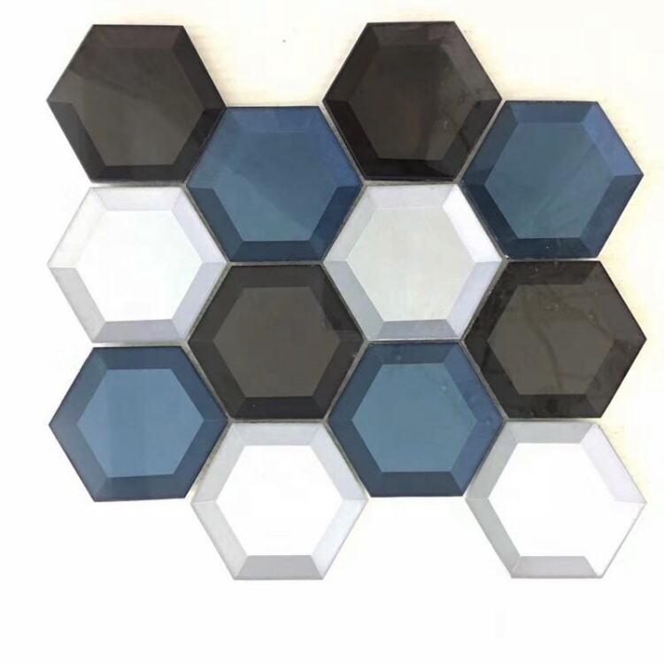 Hexagon Shape Colorful Mosaic Tile Glass Mosaic For Wall