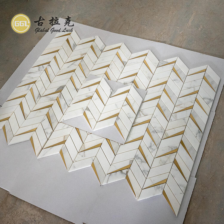 Card Gold & Copper Herringbone Tiles