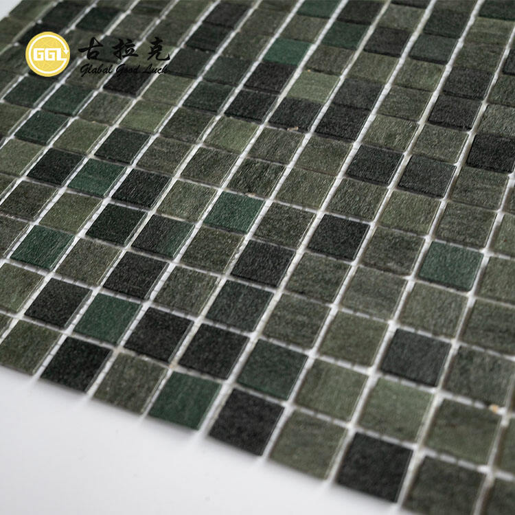 Hot Melt Iridescent Dark Green Glass Mosaic Swimming Pool Tile