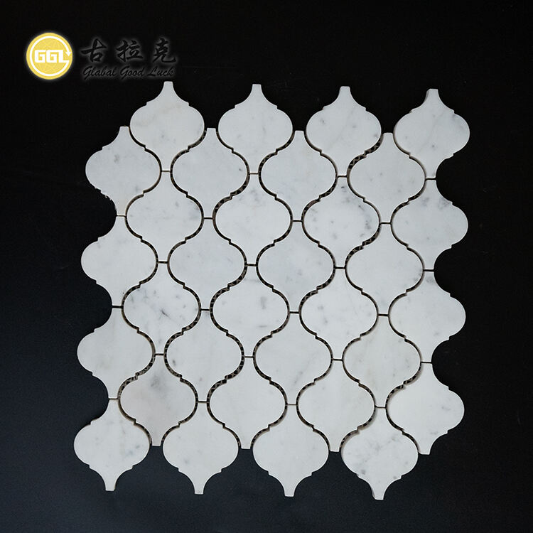 Lantern Shape Stone Carrara White Marble Mosaic Tile Suitable for Home Villa Decor