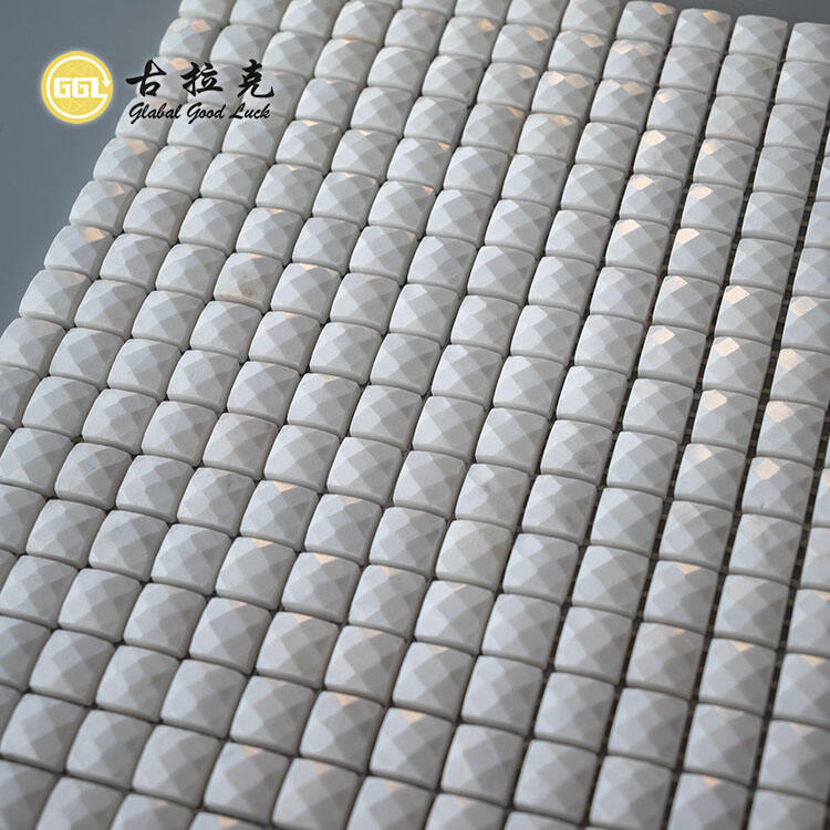 3D Design Glossy Surface Ariston White Marble Mosaic Tiles