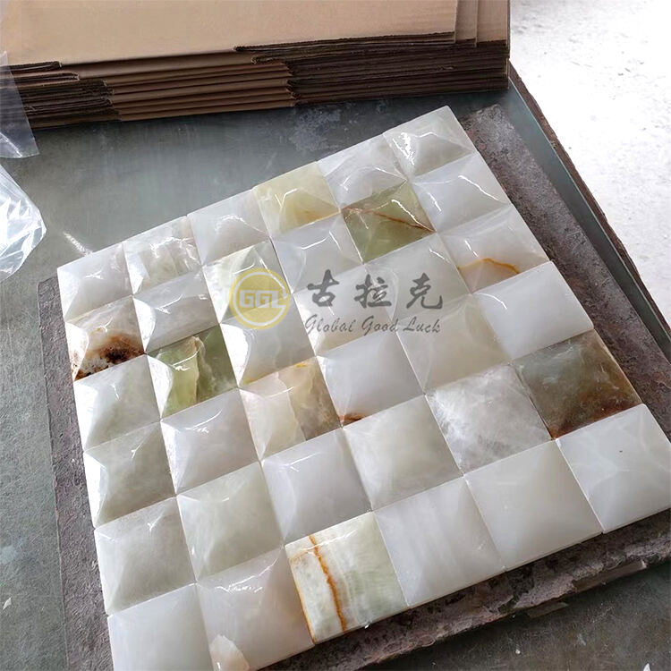 Polished Honey Onyx Marble Square Shape Marble Mosaic Tile 