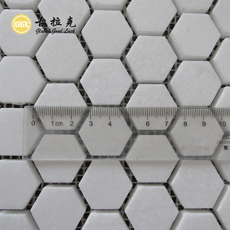 Thassos White Marble Mini Hexagon Mosaic Tiles for Bathroom and Toilet Decor