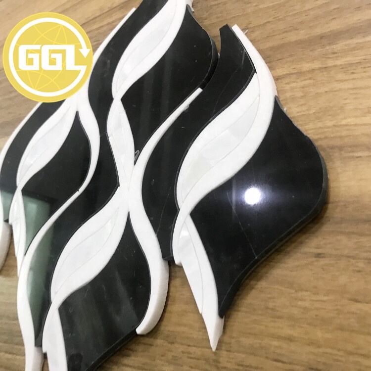 Cost-effective Leaf Shape Mosaic Tile Black Marble Mix Shell Waterjet Mosaic Tile