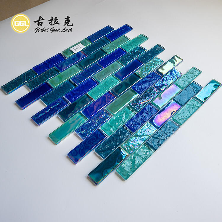 Blue Green Crystal Glass Mosaic Pool Mosaic Tile Interior Wall Tiles