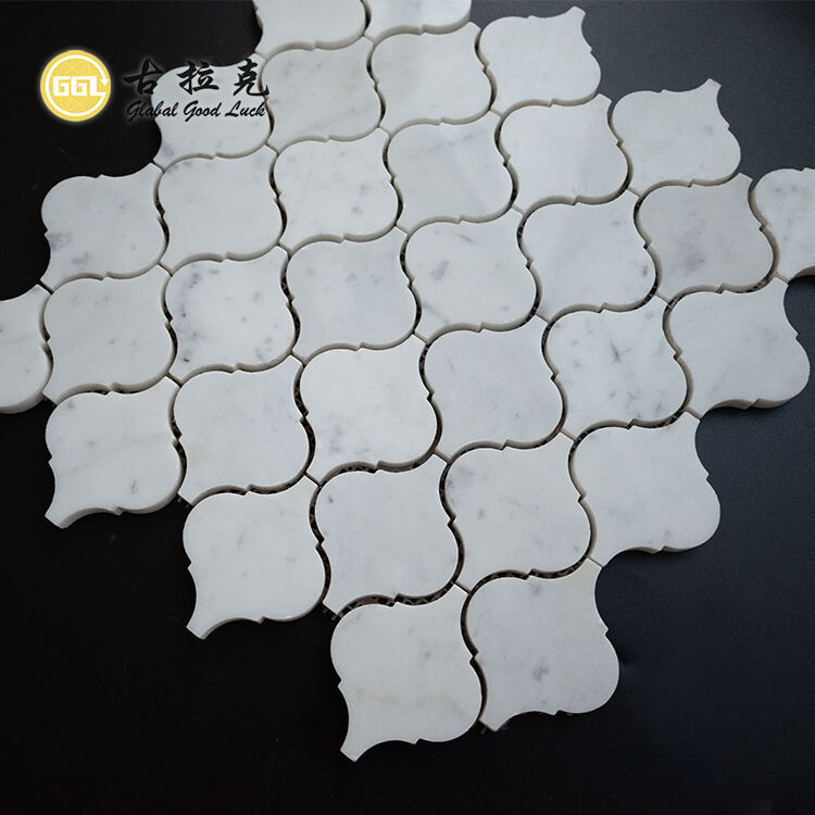 Lantern Shape Stone Carrara White Marble Mosaic Tile Suitable for Home Villa Decor