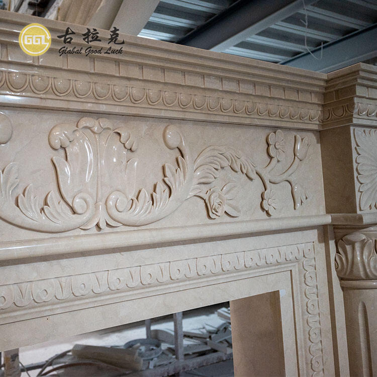 Indoor Home Decoration Marble Stone Mantel Marble Fireplace Surround Fireplace