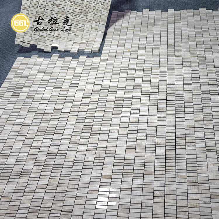 Wood Grain Marble Random Strip Mosaic Tile Home Wall Flooring 