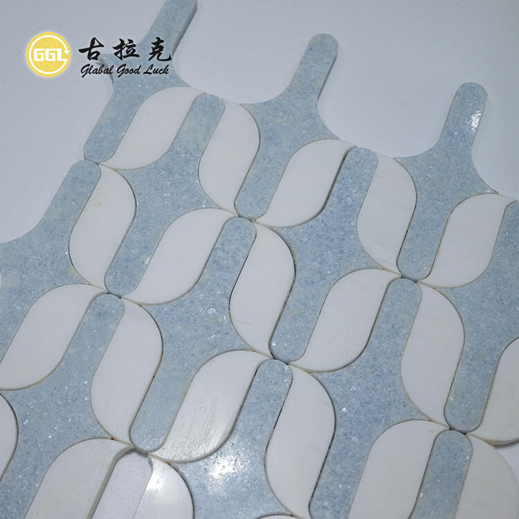 Unique Shape Marble Parquet Feature Waterjet Mosaic For Wall Floor Tile