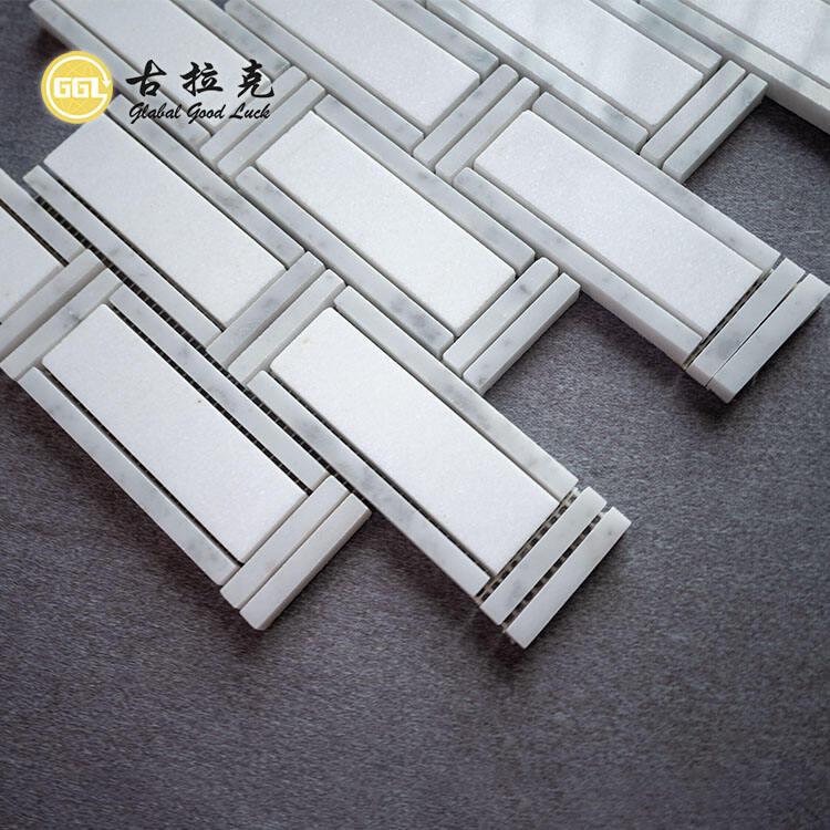 Thassos White Mix Carrara White Marble Mosaic Tile for House Interior Wall Decor