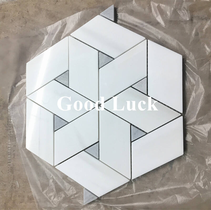 Hexagon Mosaic Unique Mosaic Tile White Natural Marble Mosaic Tile