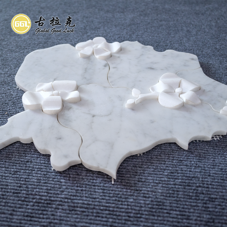 New Design Flower Surface Marble  Waterjet Mosaic Tiles