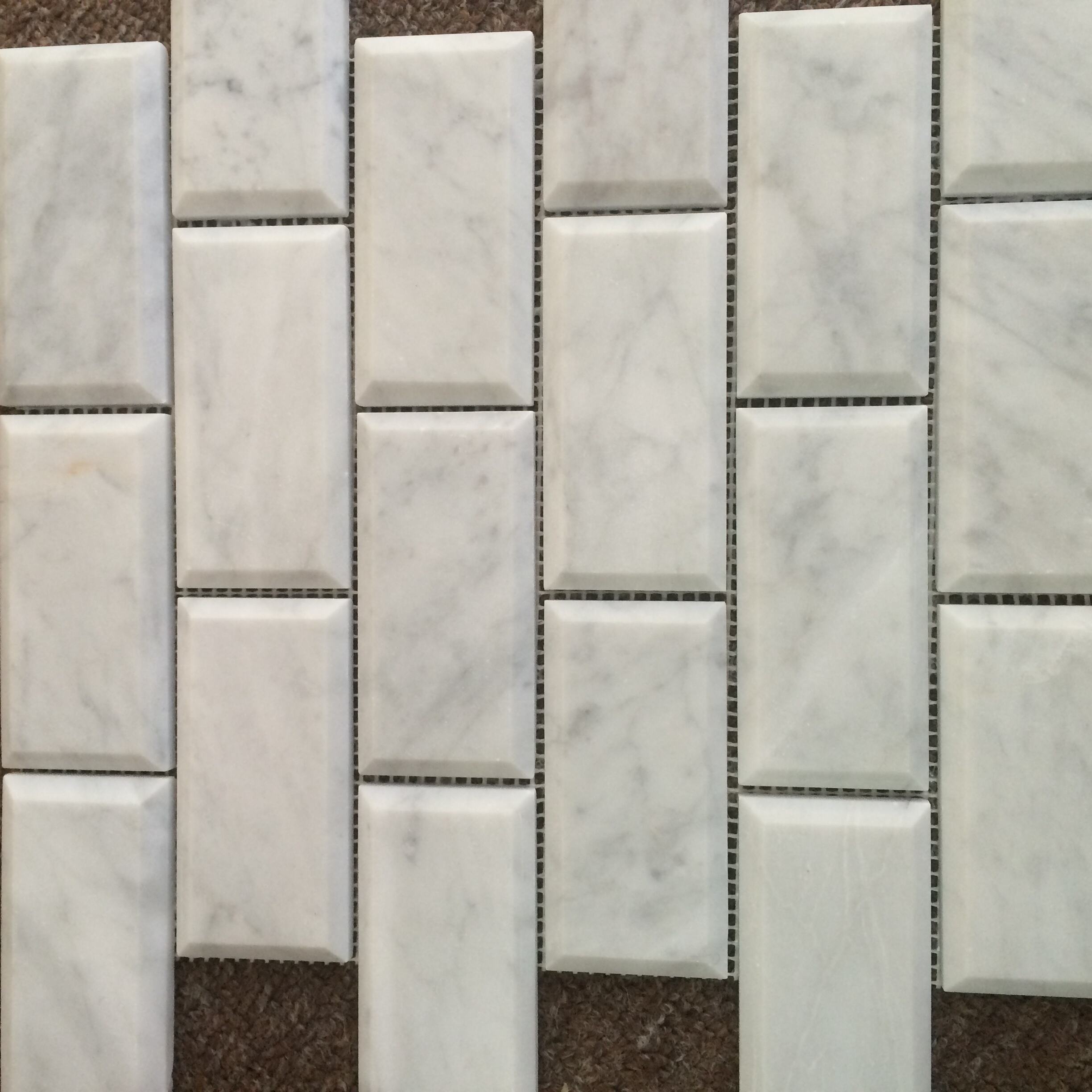 4x2'' Mable Carrara Wit Polish Brick Strip Marble Mosaic Vir Muur En Vloerbedekking