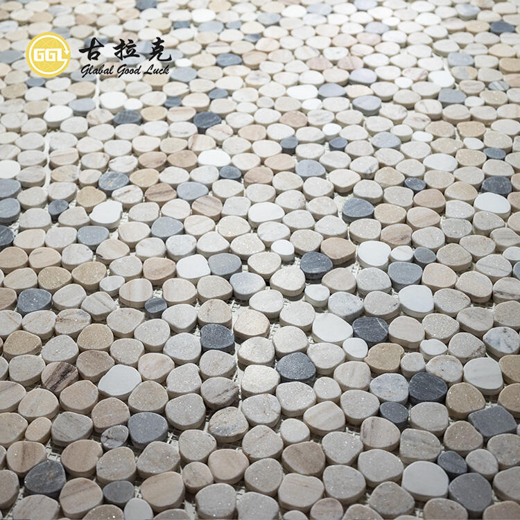 Riverstone Round Stone Mosaic Tile for Wall Garden Flooring Decor