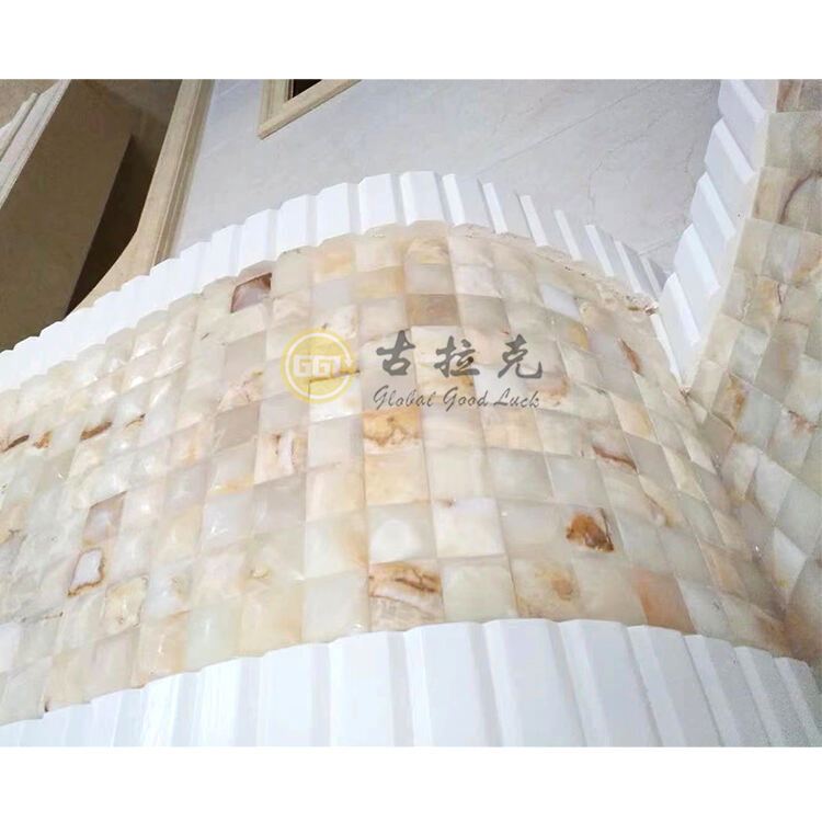 Polished Honey Onyx Marble Square Shape Marble Mosaic Tile 