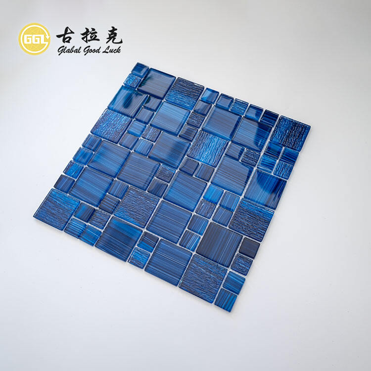 Dark Blue Wall Tiles Glass Background Decorate Glass Mosaic Tile