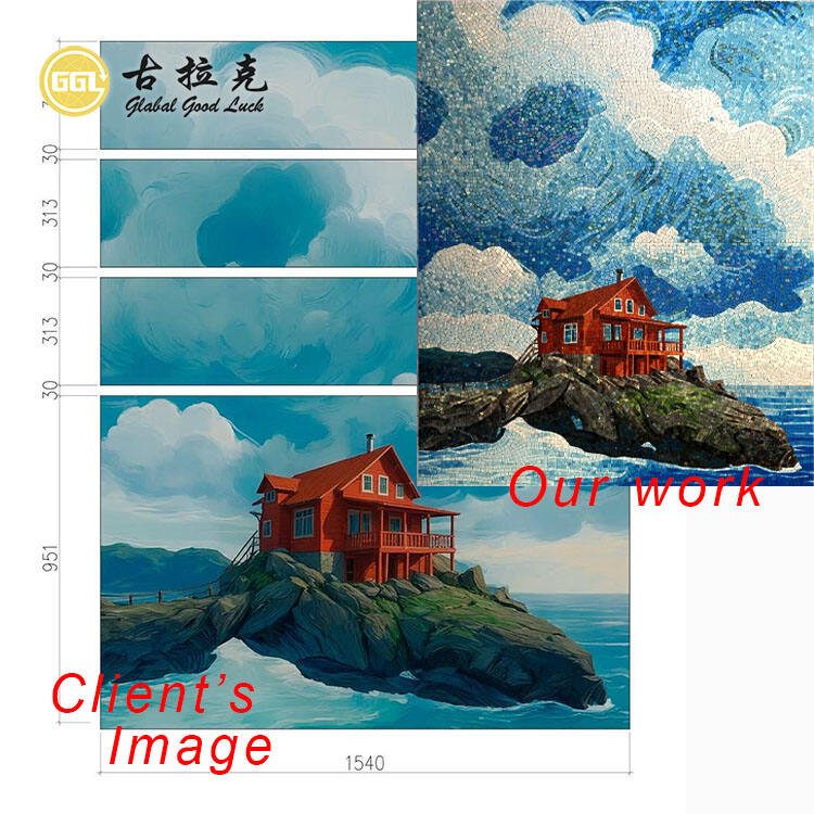 Customized Handmade Pattern Glass Mural Art Mosaic Tile Interior Decor