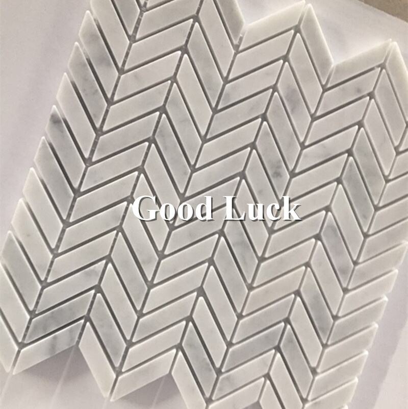 Carrara White Mini Chevron Marble Mosaic Tile Bathroom Kitchen Backsplash Wall Decor