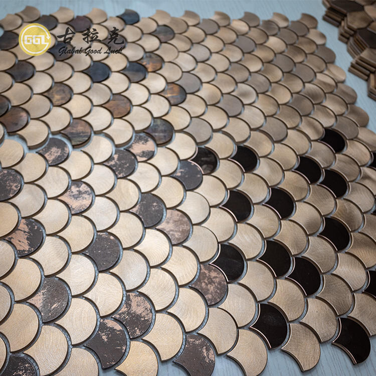 Fan Shape Brushed Texture Smooth Metal Mosaic