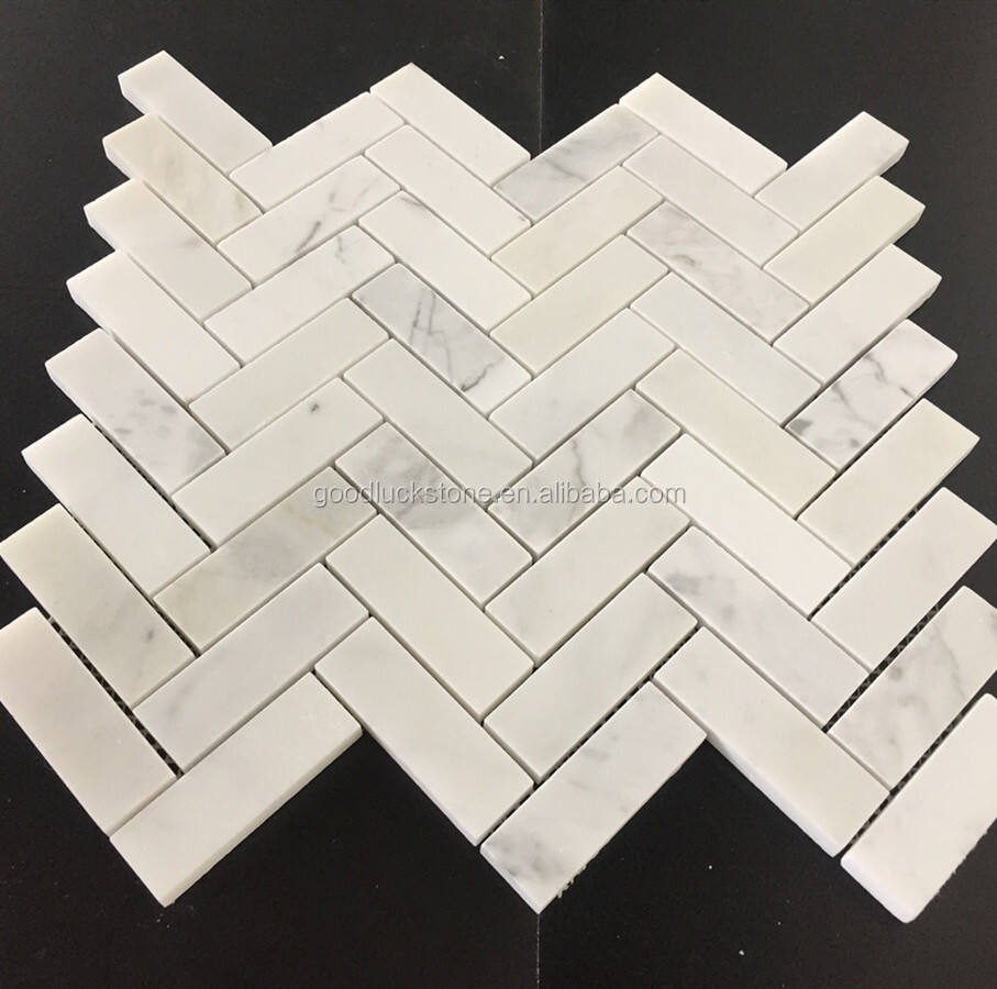 Calacatta Gold Herringbone Marble Stone Mosaic for Decorative Kitchen