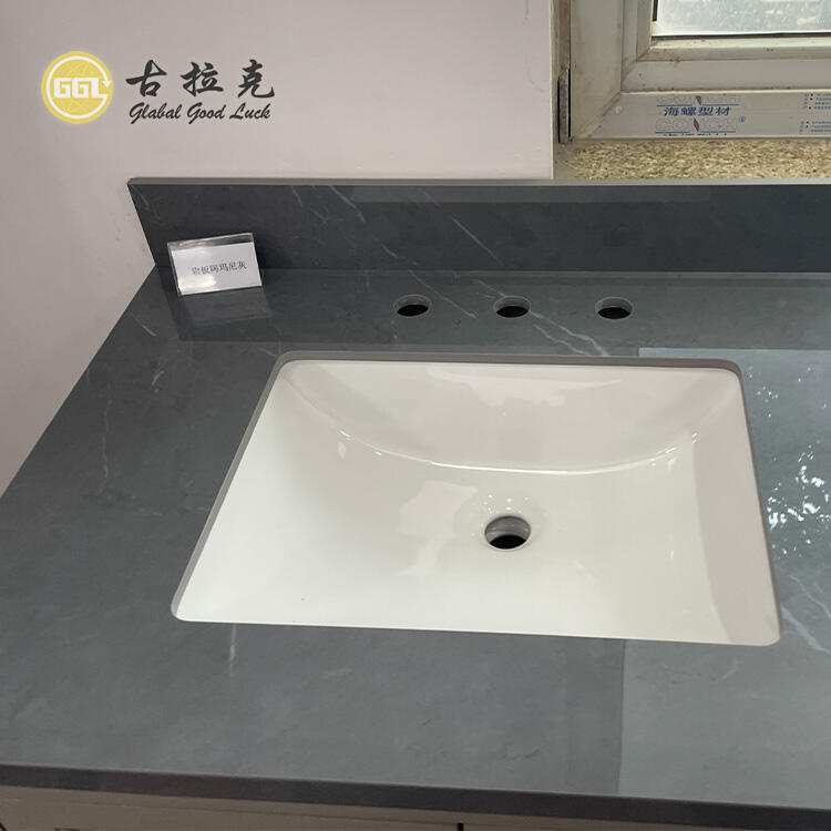 Glossy Stone Artificial Quartz Vanity Top Countertop For Bathroom