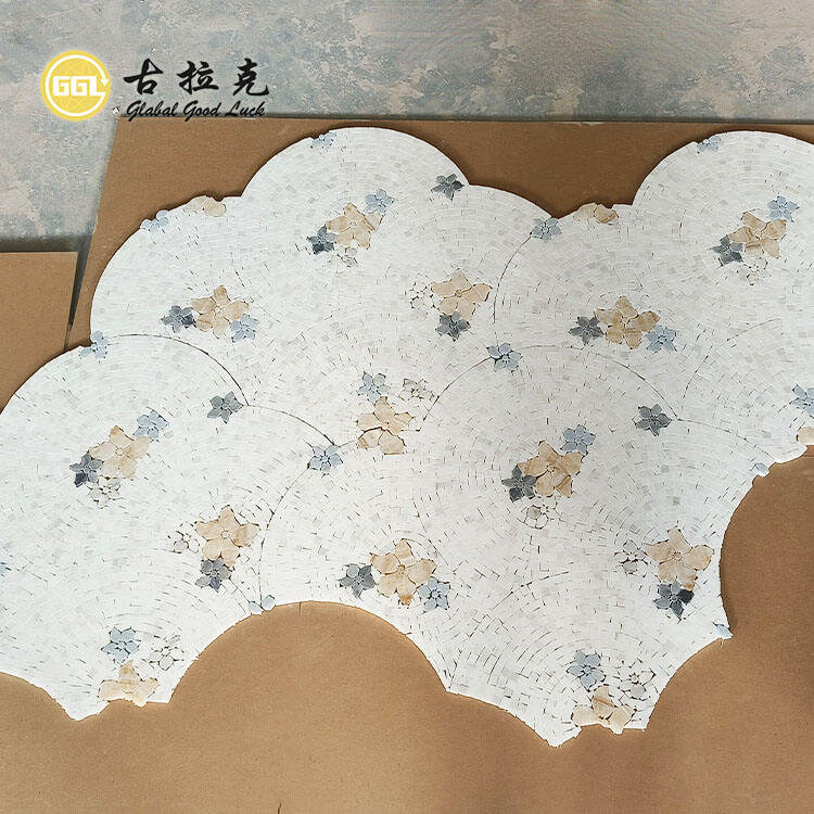 Natural Marble Flower Shape Design Waterjet Mosaic Tile