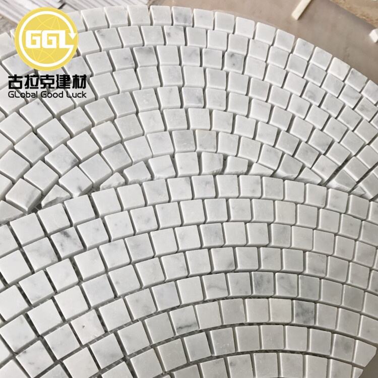 Carrara Marble White Cut By Hand Big Fan Shape Marble Mosaic Tile 