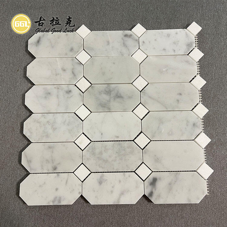 Carrara White Octagon Shape Marble Mosaic Tile