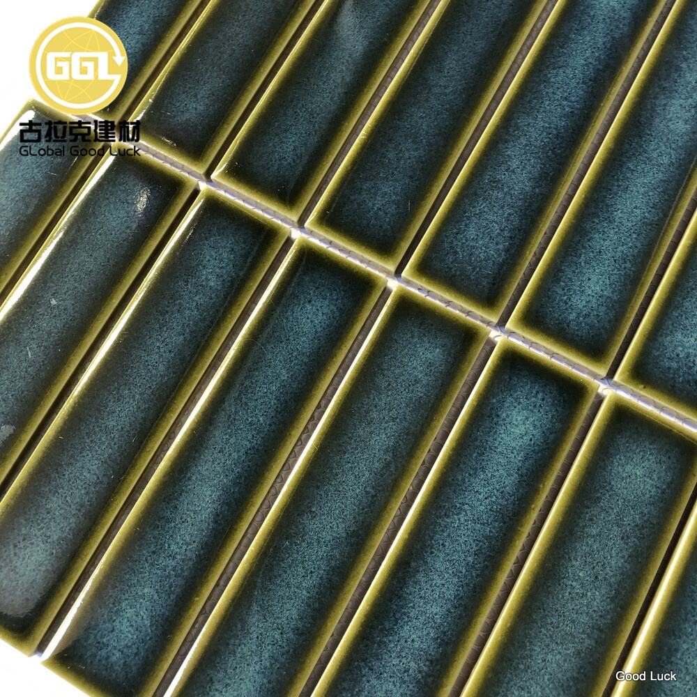 Glazed Ceramic Blue Mosaic Tiles For Bathroom Backsplash Kitchen Bar Restaurant Wall Tile