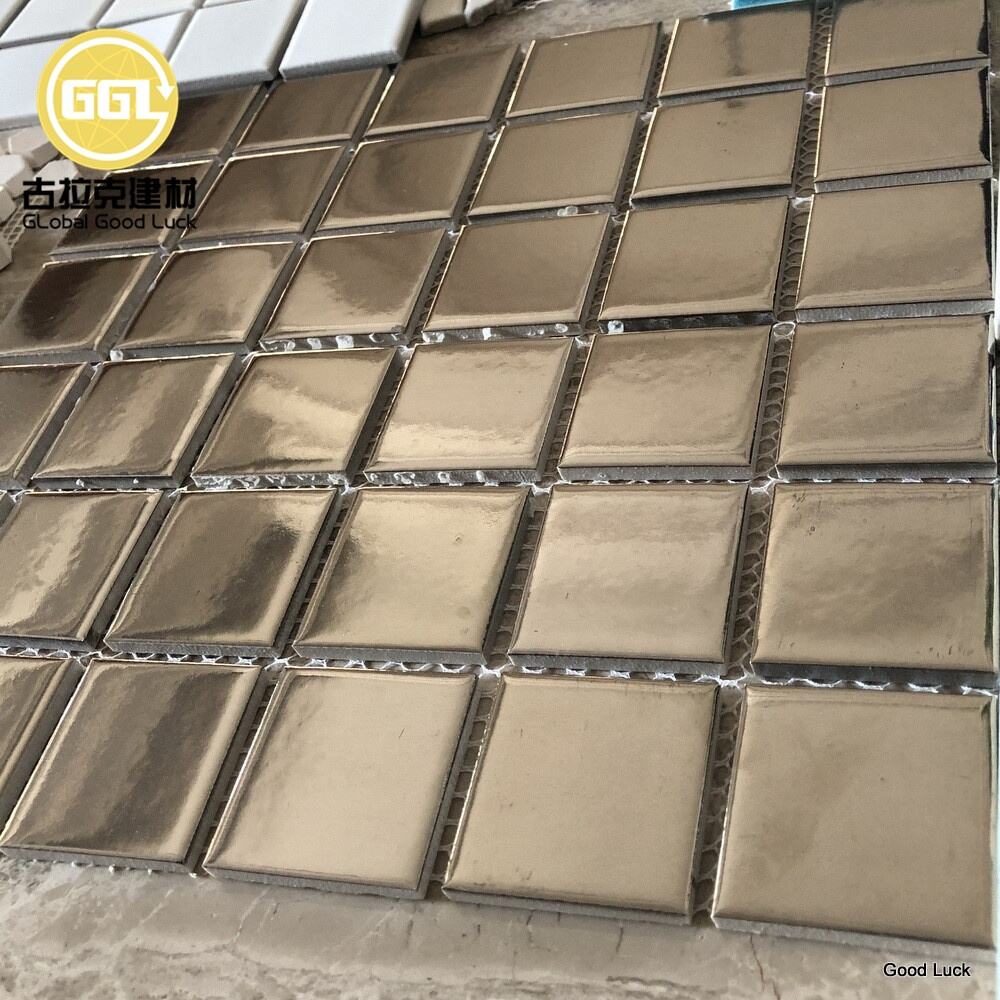 Square Shape Sliver Glazed Porcelain Ceramic Mosaic tile For Wall Dector