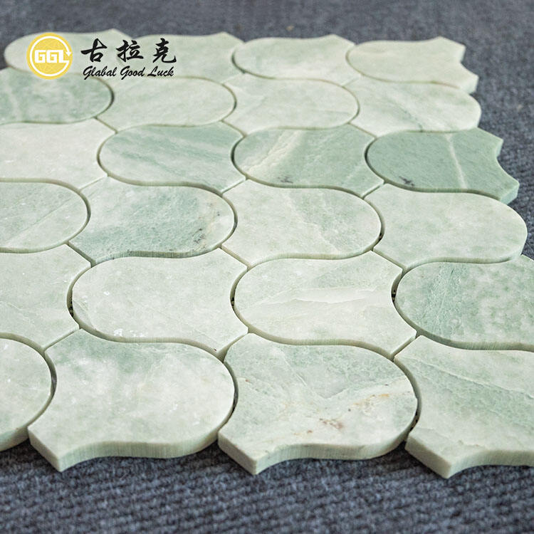 Natural Green Unique Shape Marble Mosaic For Bathroom and Kitchen Tiles