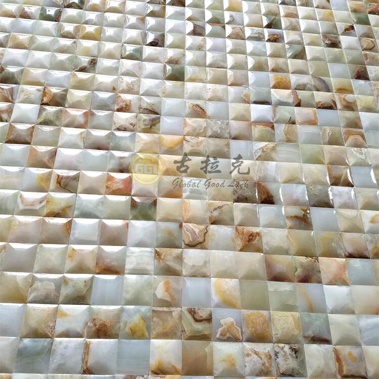 Polished Honey Onyx Marble Square Shape Marble Mosaic Tile 