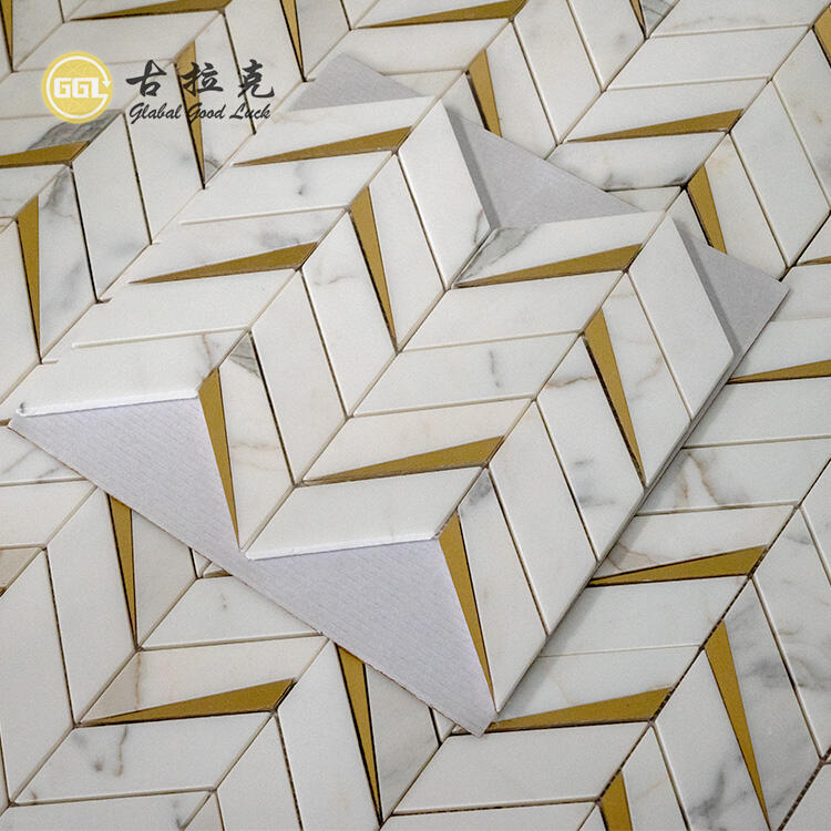 Card Gold & Copper Herringbone Tiles