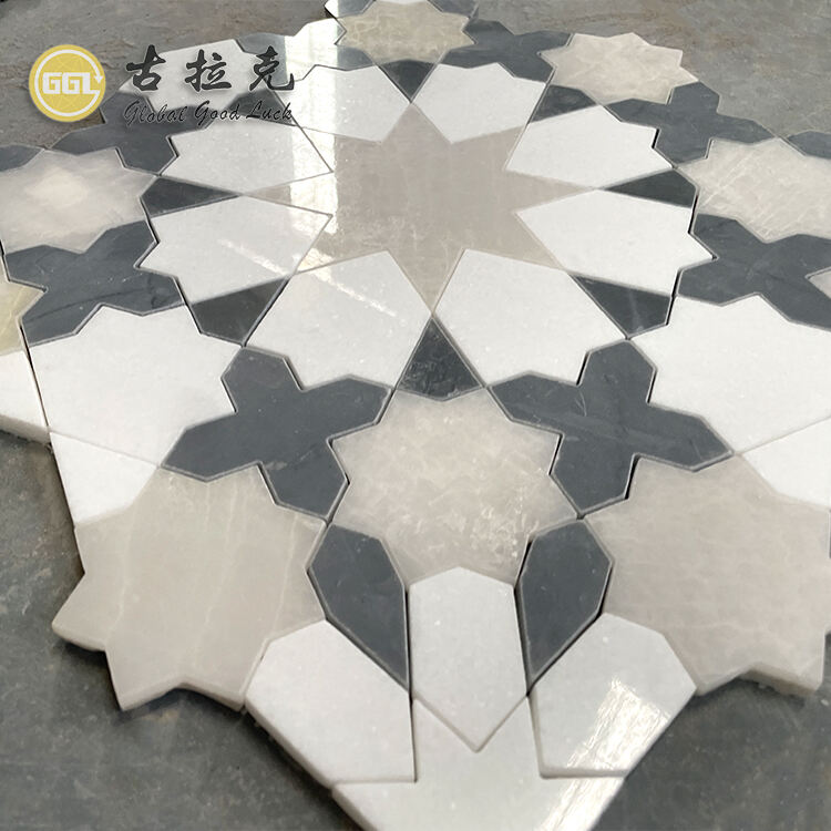 Diverse Shapes Colors Mosaic Waterjet Marble for Home Wall Floor Decor